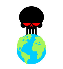 Earth Death skull to planet. End of world