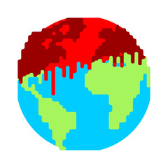 Dripping Blood on Earth. War on planet. End of world. Vector illustration