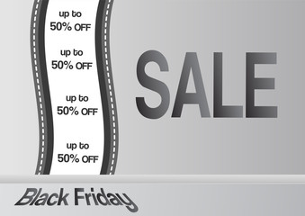 Banner template for Black Friday with text space on grey and white interior background.