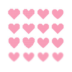 A set of halftone hearts