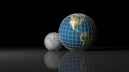 3D Rendering ff Earth Planet And the Moon
