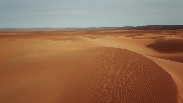 Aerial view on sand dunes in Sahara desert, Africa, 4k
