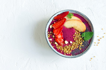 Acai and fruits smoothie bowl