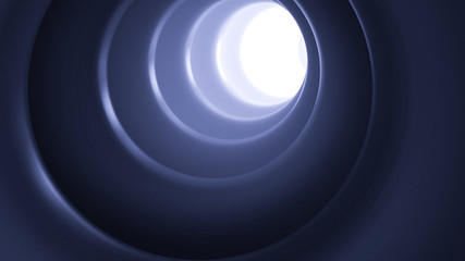 3d abstract dark blue ribbed tunnel