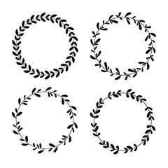 Vector wreath set. Decorative round frames with leaves for cards and invitations