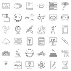 Education icons set, outline style