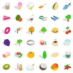 Fruit icons set, isometric style