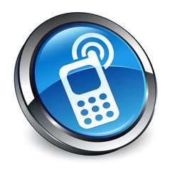 Cellphone ringing icon 3d blue round button