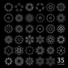 A set of circular floral elements. Round geometric ornament set. Vector mandalas. Set elements for any kind of design, logo, wedding, birthday and other holiday