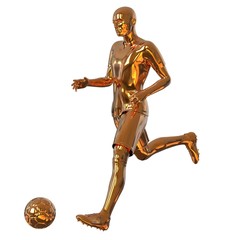Soccer football player of gold isolated on white 3d illustration