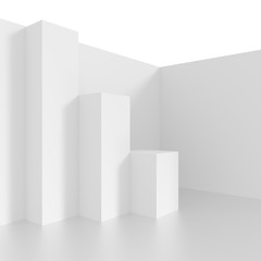 Futuristic Interior Background. White Abstract Living Room Concept. Minimalistic Graphic Design