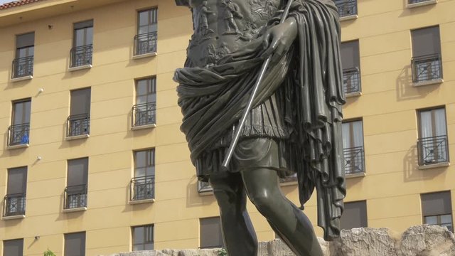 Tilt up of the Caesar Augustus statue