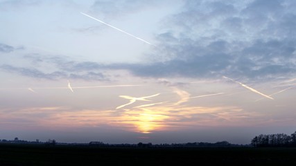 Solar Eclipse over the city . Bodegraven The city in the Netherlands  . Light from sky . Religion background . 