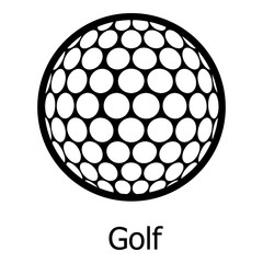 Golf ball icon, simple black style