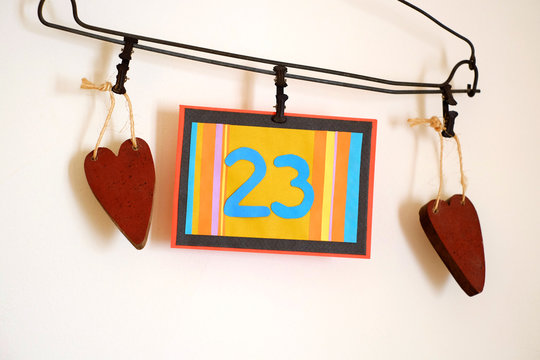 Number 23 anniversary celebration card against a bright white background