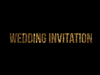 Fototapeta premium Golden glitter vector isolated word WEDDING INVITATION