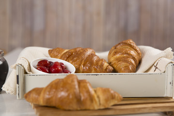 Delicious croissants, crisp outward, fluffy in terior