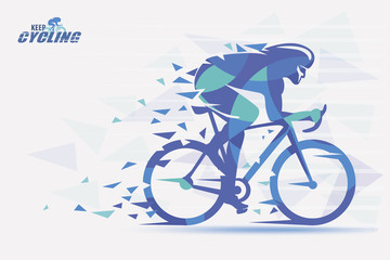 Cycling race stylized backgrond with motion color effects of tirangle splints