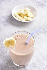 Banana smoothie in glass