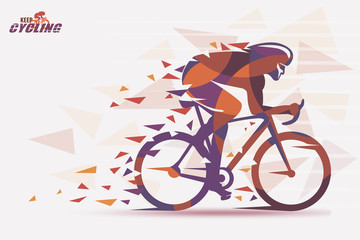 Fototapeta premium Cycling race stylized backgrond with motion color effects of tirangle splints