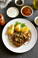 Roasted beef steak with potato
