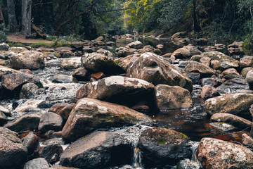 Water flowing over stones
