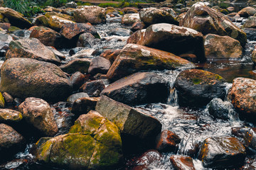 Water flowing over stones