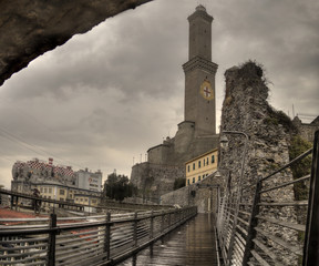 Genoa lantern view from under the bridge