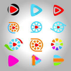 multimedia logo icon for  entertainment company play button symbol 