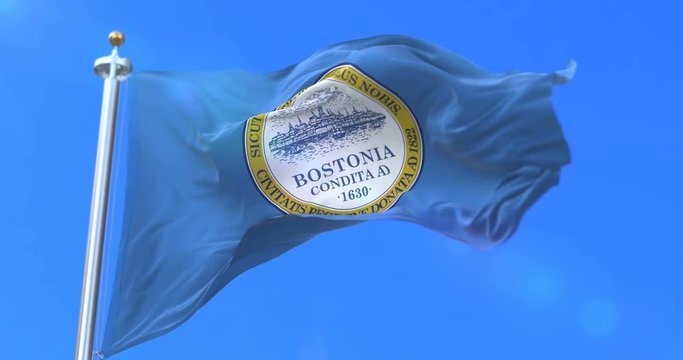 Flag of Boston city, city of United States of America - loop