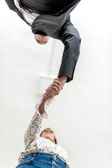 Businessman shaking hands with a woman