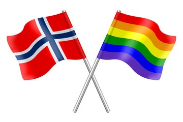 Flags. Norway and Rainbow  