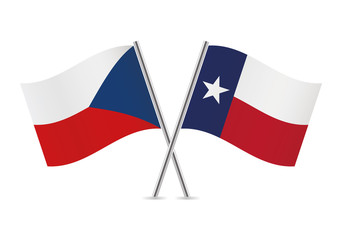 Czech republic and Texas flags. Vector illustration.