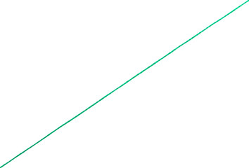 Green thread on a white background diagonally.