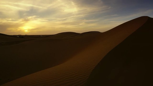 Beatiful landscape in Sahara desert at sunset, timelapse 4k
