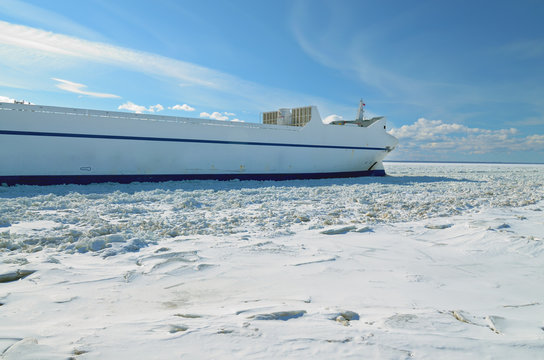 A large cargo ship.