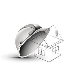 White helmet with house model-vector EPS10