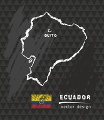 Map of Ecuador, Chalk sketch vector illustration