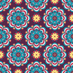 Abstract stylized floral seamless pattern. Hand drawn vector illustration