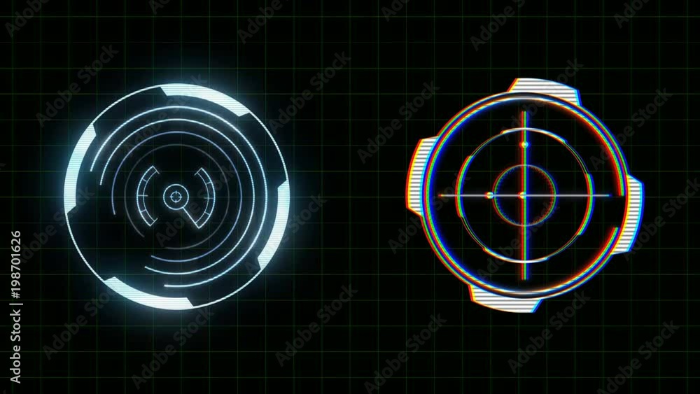 Fototapete HUD Futuristic Spin Circles Shape Element Target Monitor User Communication Interface Concept. Motion Virtual Abstract Hi Technology UI Interactive Design.