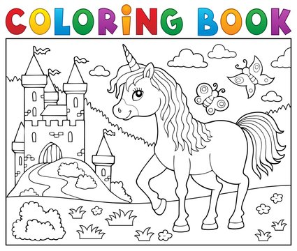 Coloring book happy unicorn topic 2