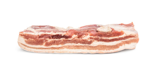 Piece of raw pork brisket on white background.