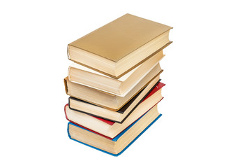 Stack of books isolated on white background.