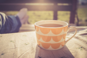 Tee in der Morgensonne, Sonnenstrahlen