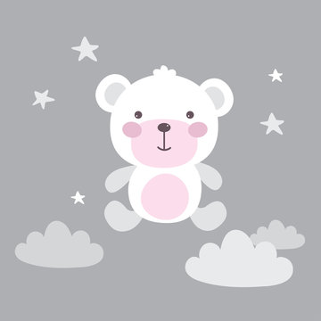 Funny background with cute white bear