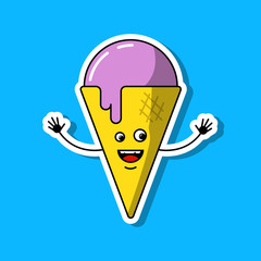 Colored cartoon illustration of ice cream