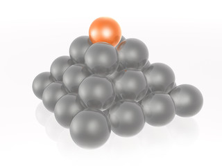 Orange and grey spheres