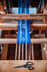 Okinawa traditional silk fabric, vinatge silk weaved machine