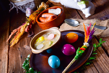 easter decoration with polish easter soup