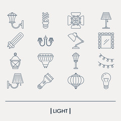 Set of light elements outline icon